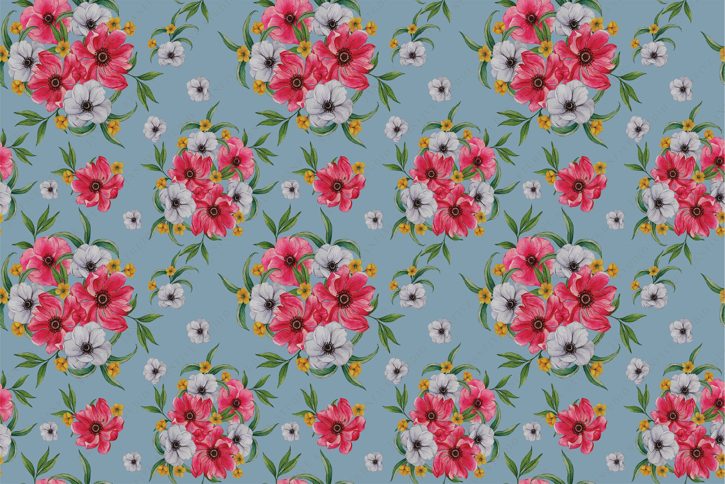 Janfive Studio Anemone Blue pattern
