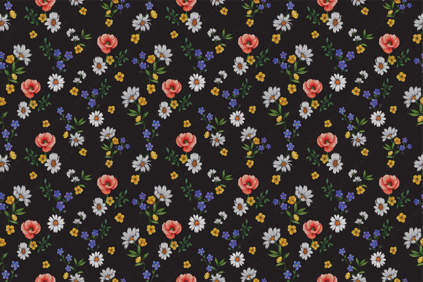 Janfive Studio Forget me not black pattern