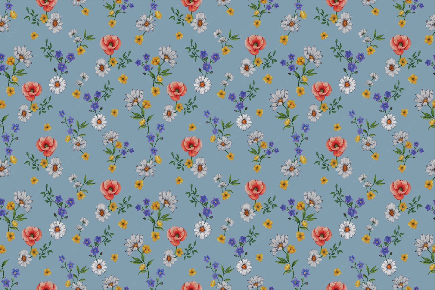 Janfive Studio Forget me not blue pattern