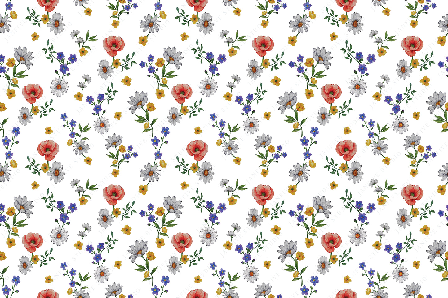 Janfive Studio Forget me not white pattern