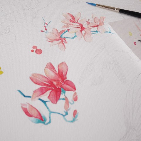 7 Steps to paint watercolor ‘Peach Blossom’
