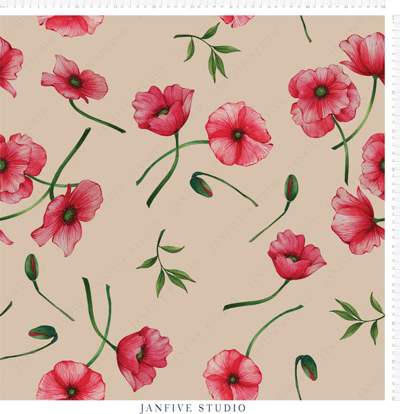 Janfive Studio Poppies Brown pattern