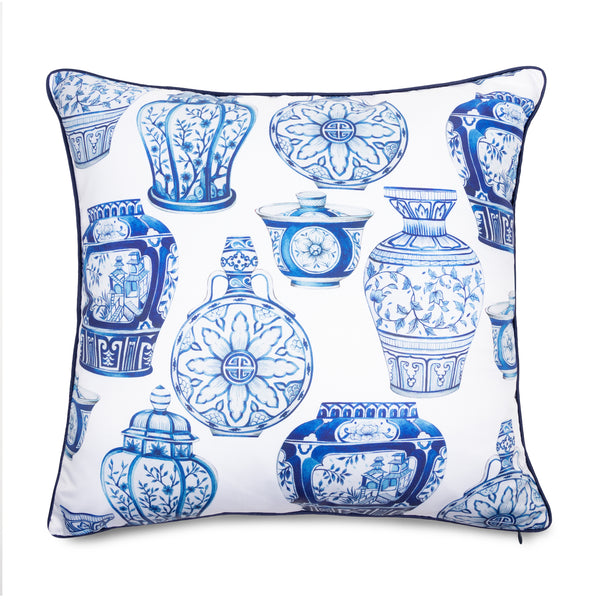 Janfive Studio - Blue Pottery - White Cushion